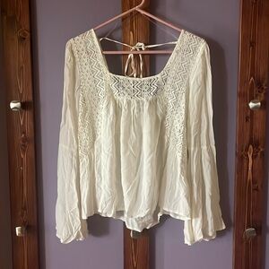 Lace cream blouse Derek heart